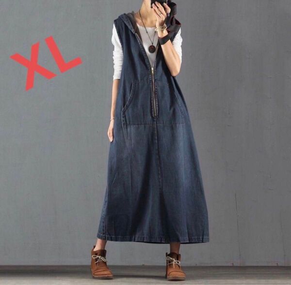 LWDA098レディース ベストワンピース 春 ゆったり ノースリーブ