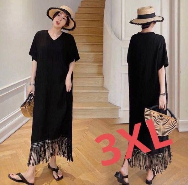 LWFA056 ロングワンピース レディース 半袖 マキシ丈 Vネック 春夏