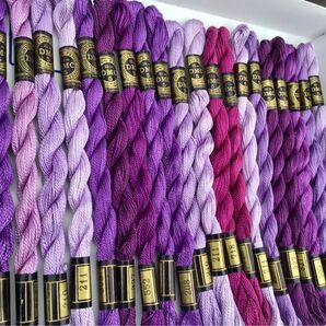DMC 刺繍糸 25番糸 パープル系 オレンジ、グリン系40束まとめ売り