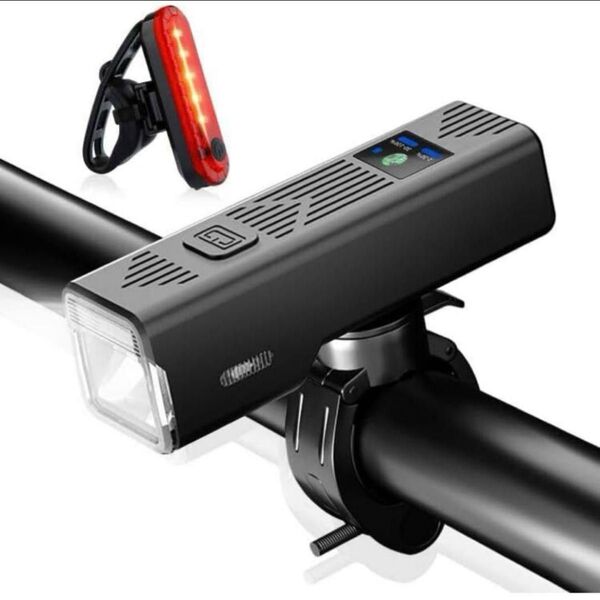 3000mAh大容量 自転車ヘッドライト 防水 自動点灯USB充電式 LED 黒