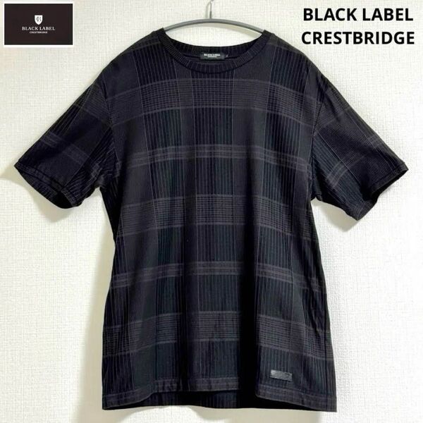 完売品 クレストブリッジ ハリヌキ シャドーチェック Lサイズ Tシャツ 黒系 BLACK LABEL CRESTBRIDGE