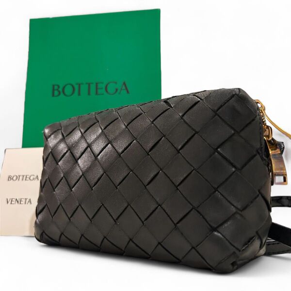 ボッテガヴェネタ BOTTEGA VENETA イントレチャート マキシイントレチャート レザー ショルダーバッグ ゴールド金具