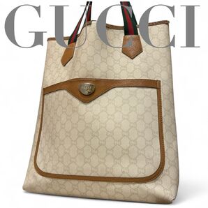 【希少品】 GUCCI グッチプラス オールドグッチ シェリーライン GG柄 PVC トートバッグ ヴィンテージ A4
