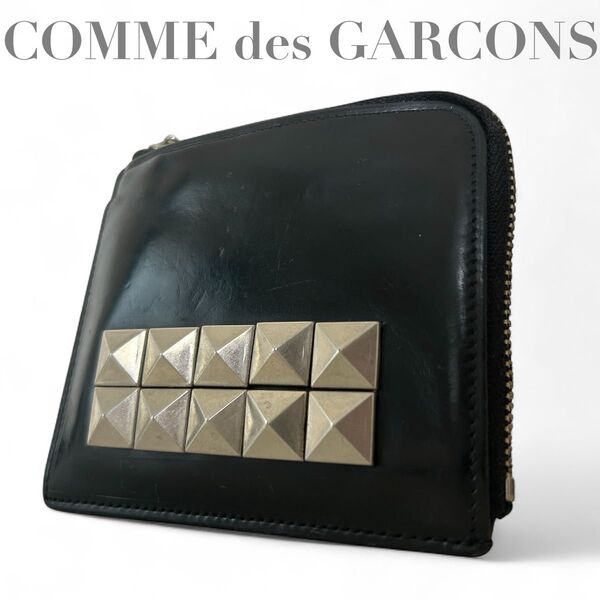 【威風堂々】 COMME des GARCONS コムデギャルソン スタッズウォレット コインケース レザー 黒 y2k