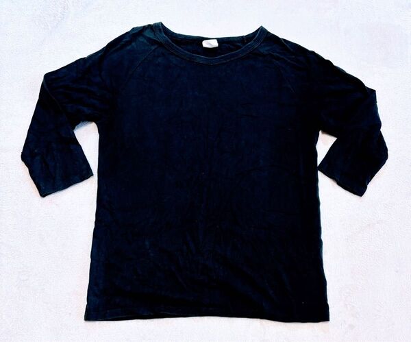 チャンピオン 無地 七分袖Tシャツ メンズL ブラック