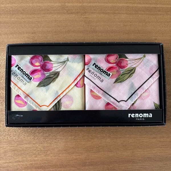 renoma レノマ ハンカチ 2枚セット チェリー柄 さくらんぼ