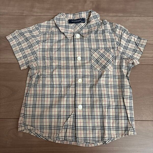 Burberry バーバリー チェック 半袖シャツ 80 ベージュ