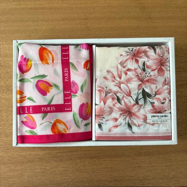 花柄 レディース ハンカチ 2枚セット ELLE pierre cardin