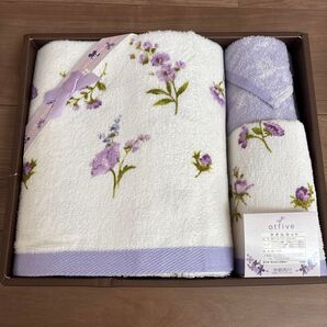 京都西川 花柄 タオルセット バスタオル フェイスタオル ハンドタオル