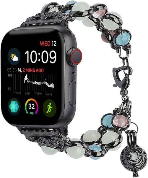 コンパチブル Apple Watch バンド 42mm 44mm 45mm 夜光機能 iWatch 交換 (ブラック)