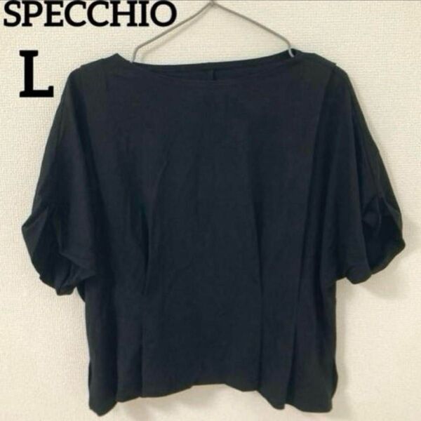 SPECCHIO Lサイズ 半袖Tシャツ 黒トップス ドルマン 楽ちん