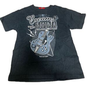 Cream Soda Tシャツ ギタープリント ブラック 古着 S 夏物 ロック ロカビリー