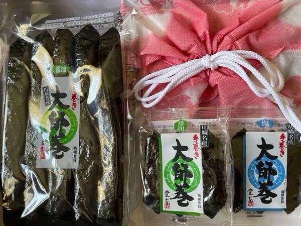 川崎名産堂本製菓大師巻3本入4袋巾着贈答用MIX一箱大師巻3本入2袋大師巻15本入1巻