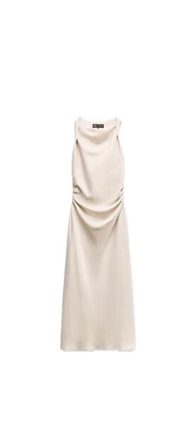 【最終値下新品タグ付】ZARAザラサテンミディワンピースパーティ結婚式二次会ドレス