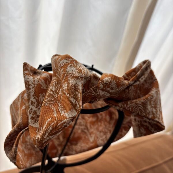 ワイヤー入りターバン ハンドメイド オレンジ jungle柄