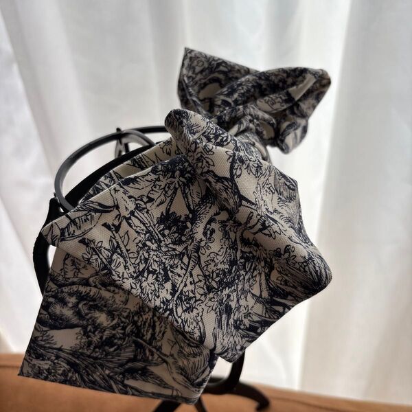 ワイヤー入りターバン ネイビーjungle柄 ハンドメイド