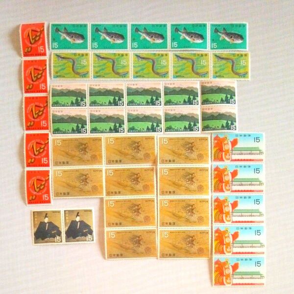 15円切手42枚 まとめ売り 未使用 額面630円