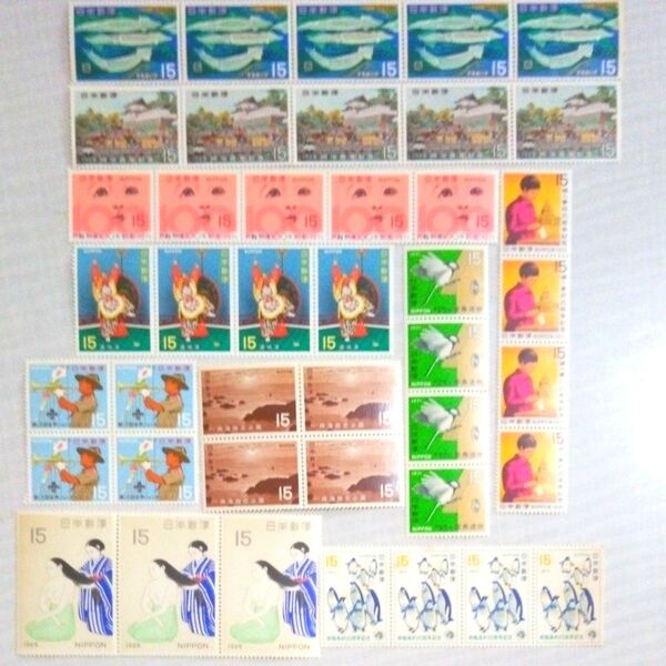 昭和レトロ 使用切手まとめ売り 15円42枚 額面630円