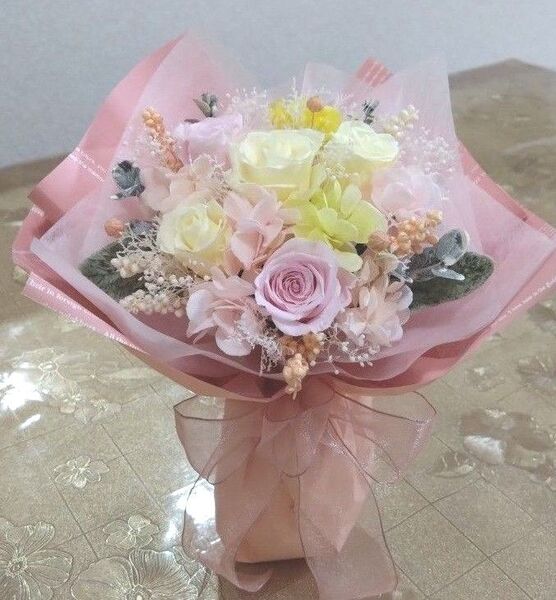 プリザーブドフラワーアレンジ ウエディング ブーケ 花束 お供え花 誕生日花 お祝い ブライダル