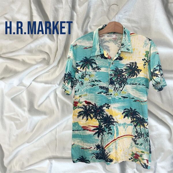 希少 H.R.MARKET アロハ ポロ M 総柄 レーヨン メンズ シャツ ハリウッドランチマーケット ビンテージ 古着
