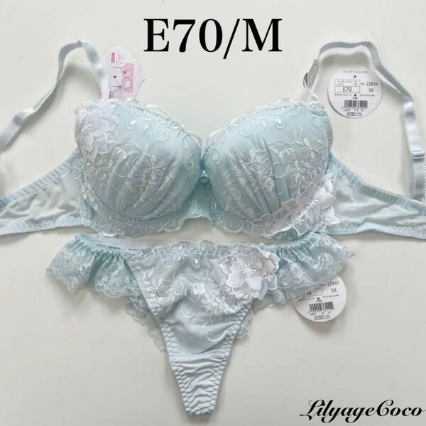 E70/M リリアージュココ シアーガーデニア ブラジャーショーツ サックス