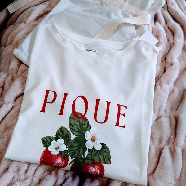 gelato pique いちごワンポイントTシャツ オフホワイト フリーサイズ 未使用 ジェラピケ ジェラートピケ