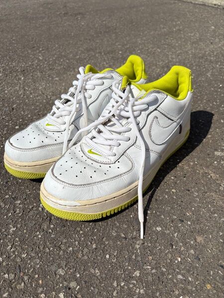 02年製 2002 VTG NIKE WMNS AIR FORCE 1 LOW WHITE×蛍光エメラルドグリーン 27.5cm