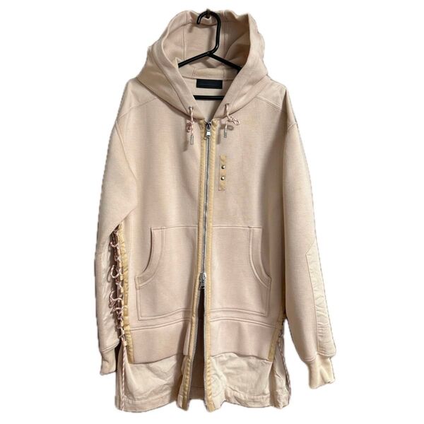 63800円【DIESEL】ディーゼルブラックゴールド◆レディース【薄ピンク系 フード パーカー 両サイドレースアップ】
