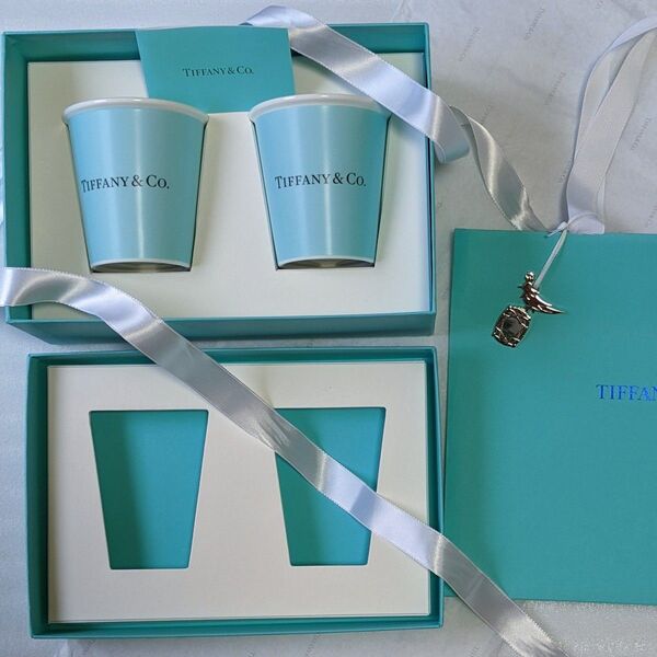 ティファニー TIFFANY Co コーヒーカップ ボーンチャイナ ペーパーカップ ペアセット ショッパー付き