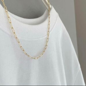 008 14kgf ペーパークリップチェーン ネックレス 44.5cm ゴールド