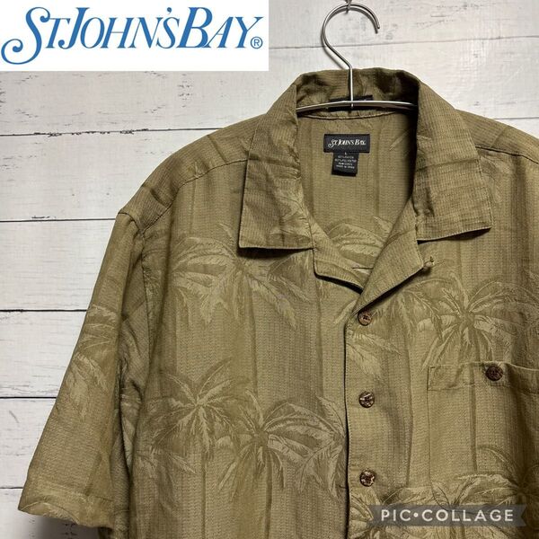 セントジョンズベイSt. John's Bay 総柄 ヤシの木半袖シャツ L レーヨンポリ アロハシャツ