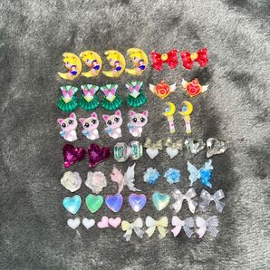 セーラームーン ネイルパーツ 夜光 薔薇 リボン ハート