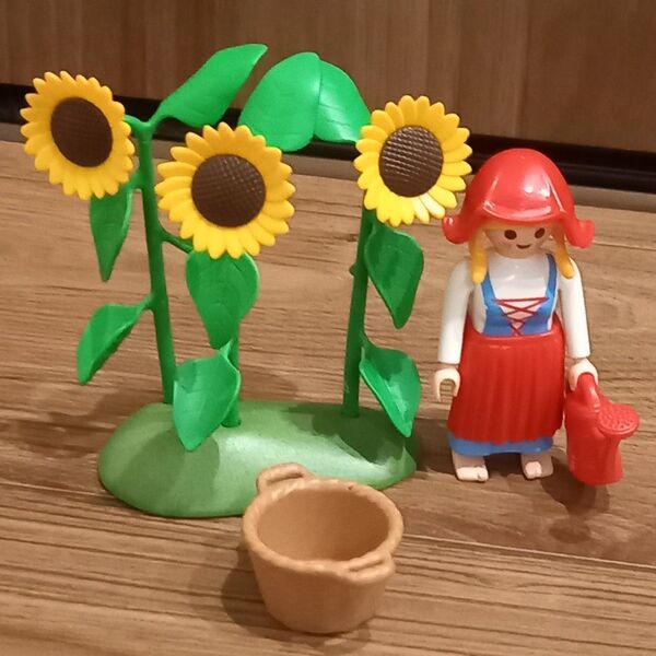 playmobil プレイモービル 人形とひまわりセット バスケット じょうろ