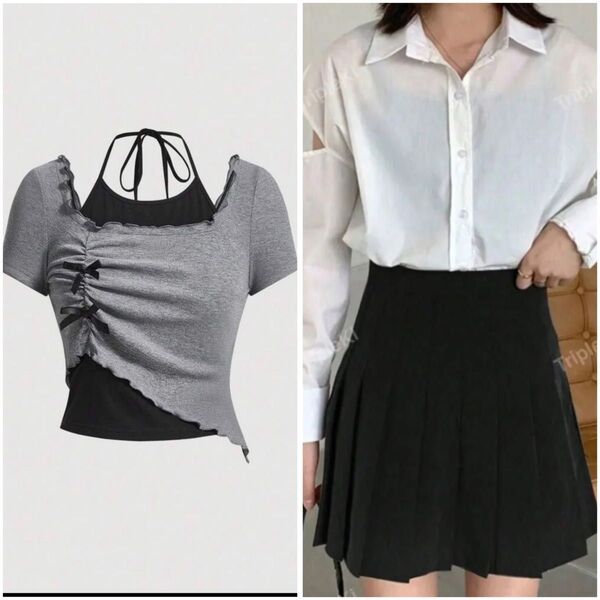 SHEIN トップス プリーツスカート