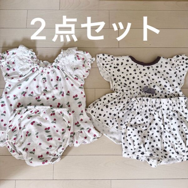 ベビー服 2点セット いちご柄 ドット柄 80 セットアップ 夏服 まとめ売り 西松屋 しまむら バースデイ