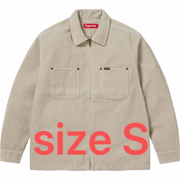 Supreme Washed Corduroy Zip Up Shirt Tan S コーデュロイシャツ Sサイズ 24ss