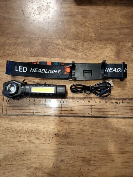 充電式LED COB ヘッドライト ハンディ懐中電灯 磁気テール ポケットフック