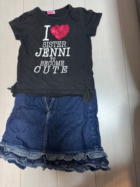 SISTER JENNI シスタージェニィ Tシャツ デニムスカート セットアップ 140