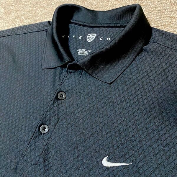 1回着用 ナイキゴルフ DRI-FIT 黒 アーガイル柄 半袖ポロシャツ XL NIKE GOLF