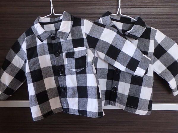 ベビー服 チェック柄 ネルシャツ 80サイズ 2枚セット