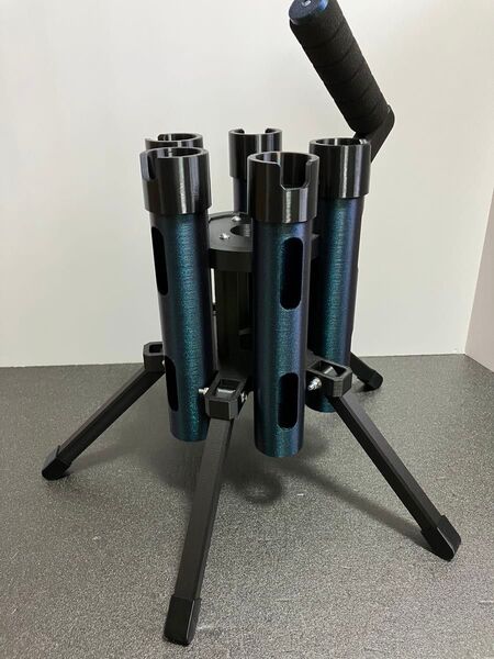 NEWエリアロッドスタンド 強化バージョン バーントチタン 5本仕様 カーボン仕様 3Dプリンター製作 ハンドメイド