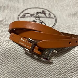 HERMES エルメス レザーブレスレット ブラウン シルバー Api アピ レザー バングル ネックレス アクセサリー 本革 茶