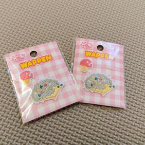 新品! ハリネズミ柄 ワッペン 2セット 女の子 アップリケ