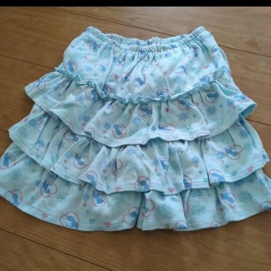 ディズニー フリルパンツ キュロット スカート 水色 140cm ベルメゾン