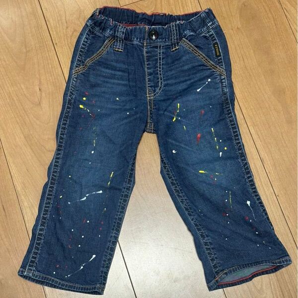 ダブルビー デニム 130加工ペイント デニムパンツ ミキハウス