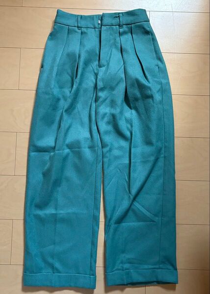 GU インタックワイドパンツ 丈標準69.0-73.0㎝ Sサイズ グリーン UNIQLO ユニクロ ボトム ボトムス パンツ