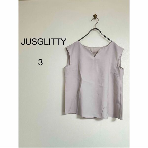 JUSGLITTY/日本製 フェイクリネンブラウス ノースリーブ 3