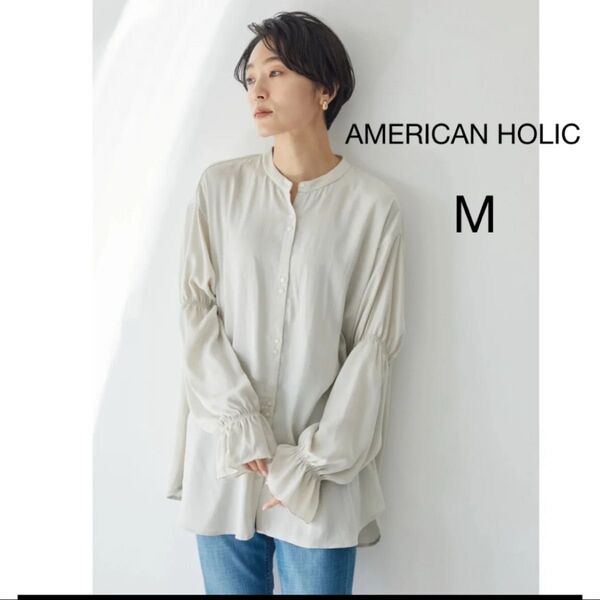 AMERICAN HOLIC/キャンディースリーブとろみブラウス アイボリー M