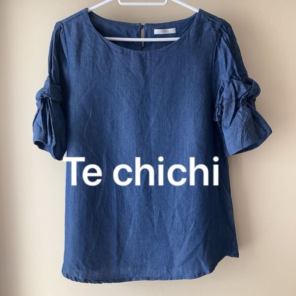 Te chichiテチチ 袖口ねじりブラウス ブルー 半袖