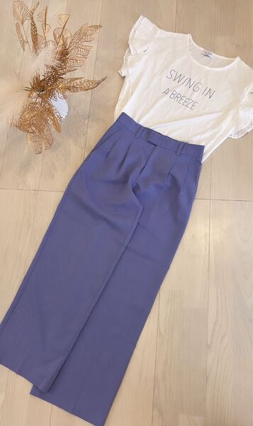 【美品コーデ売り】GU/ジーユー バギーパンツ any FAM 肩フリルTシャツ 半袖Tシャツ